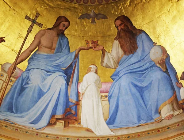 Meryem Ana Notre Dame Paris Fransa Lorette Holy Trinity Taçlar — Stok fotoğraf