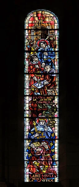 Saint Louis Vitray Pencere Içinde Basilique Sacré Coeur Bazilikası Hayattan — Stok fotoğraf