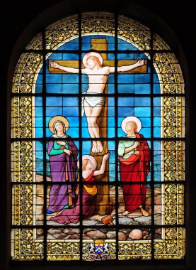 Çarmıha germe, vitray pencereler Saint Roch Kilisesi, Paris, Fransa