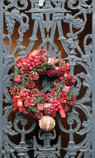 Front Door Home Flower Wreath Montmartre Paris France — Stock Photo, Image