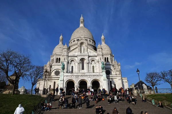 Bazilika Sacre Coeur Věnované Nejsvětějšího Srdce Ježíšova Paříži Lednu 2018 — Stock fotografie