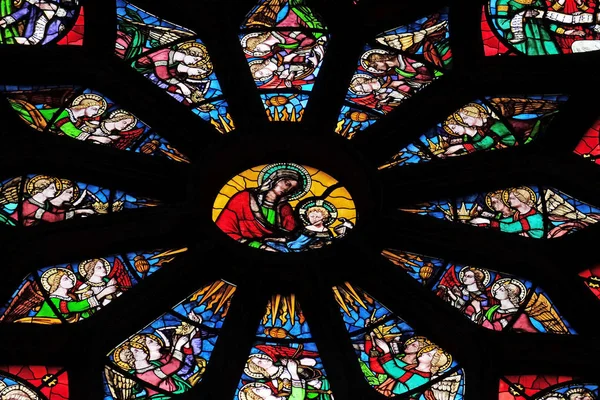 Stained Glass Window Saint Eustache Church Paris France — Stock Photo, Image