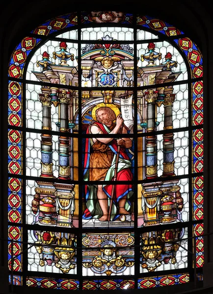 Saint John Baptist Stained Glass Windows Saint Roch Church Paris — Stock Photo, Image