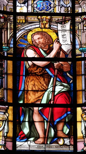 Saint John Baptist Vitray Pencereler Saint Roch Kilisesi Paris Fransa — Stok fotoğraf