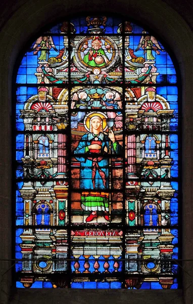 Saint Genevieve Vitrais Igreja Saint Roch Paris França — Fotografia de Stock