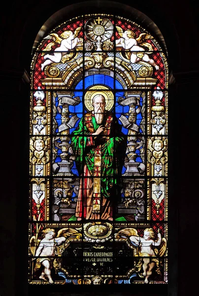 Saint Dionysius Areopagite Stained Glass Windows Saint Roch Church Paris — Stock Photo, Image