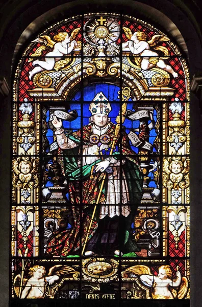 Sługa Boga Denis Auguste Affre Witraże Kościele Saint Roch Paryż — Zdjęcie stockowe