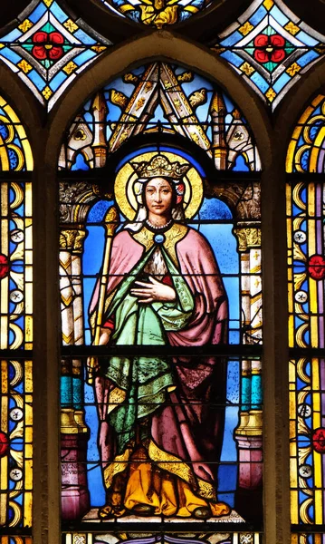 Santa Clotilde Vidriera Iglesia Saint Germain Auxerrois París Francia — Foto de Stock
