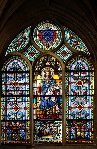 Saint Louis Trnovou Korunu Vitrážové Okno Kostela Saint Germain Auxerrois — Stock fotografie