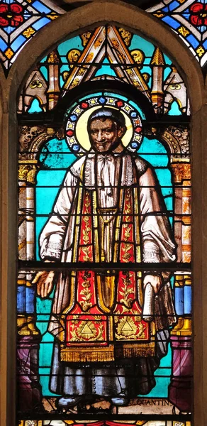 Svatý Vincent Paul Vitrážové Okno Kostela Saint Germain Auxerrois Paříž — Stock fotografie