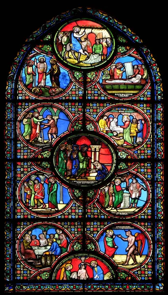 Escenas Vida Jesús Vitrales Iglesia Saint Germain Auxerrois París Francia — Foto de Stock