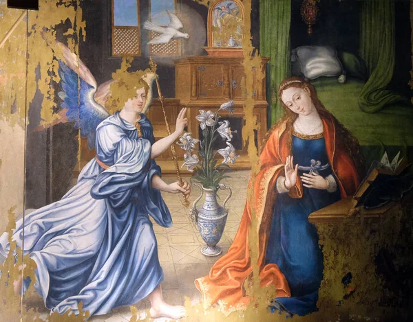 Annunciation Virgin Mary Altarpiece Saint Germain Auxerrois Church Paris France — Stock Photo, Image