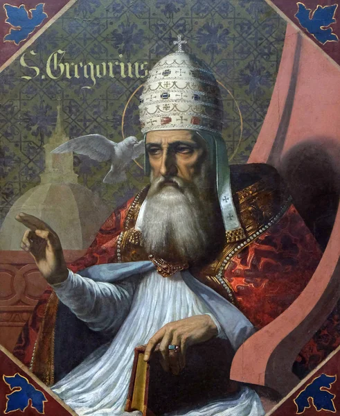 Άγιος Πάπας Γρηγόριος Τοιχογραφία Του Saint Germain Auxerrois Εκκλησία Στο — Φωτογραφία Αρχείου