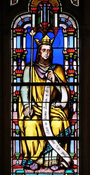 König Joasch Glasfenster Aus Der Kirche Saint Germain Auxerrois Paris — Stockfoto