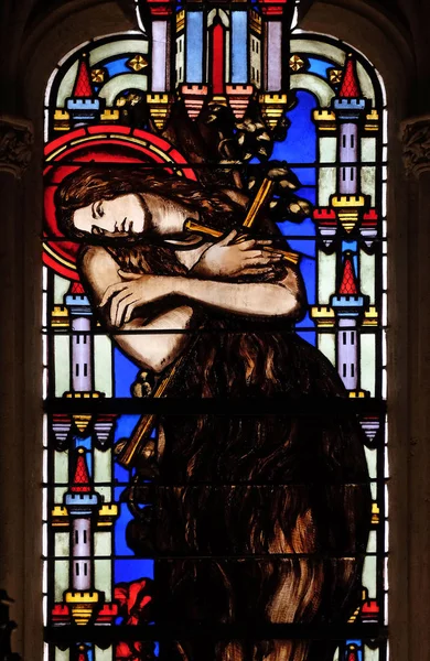 Saint Mary Magdalene Stained Glass Window Saint Germain Auxerrois Church — Stock Photo, Image
