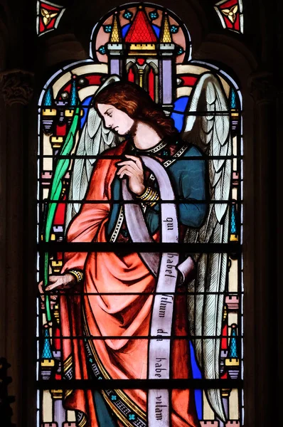 Angel Stained Glass Window Saint Germain Auxerrois Church Paris France — Stock Photo, Image