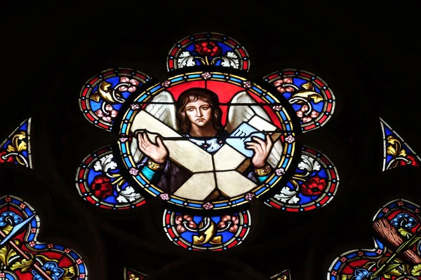 Angyal Ólomüveg Ablak Saint Germain Auxerrois Templom Paris Franciaország — Stock Fotó