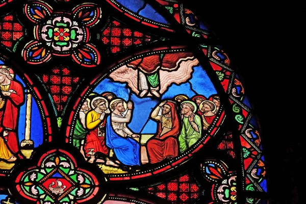 Wniebowstąpienie Chrystusa Witraż Kościoła Saint Germain Auxerrois Paryż Francja — Zdjęcie stockowe