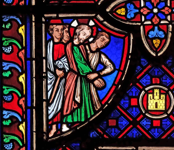 Ježíš Zachycena Obarvené Skleněné Okno Saint Germain Auxerrois Kostel Paříži — Stock fotografie