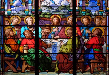 Son akşam yemeği, vitray pencereler Eugene'de Saint - Aziz Cecilia Kilisesi, Paris, Fransa 