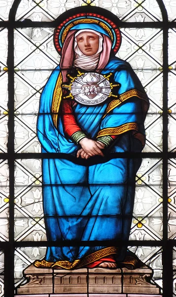 Sieben Schmerzen Der Jungfrau Maria Glasfenster Der Basilika Notre Dame — Stockfoto