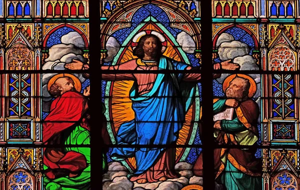 Forvandling Jesus Glassmalerier Sankt Eugenia Sankt Cecilia Kirke Paris Frankrike – stockfoto
