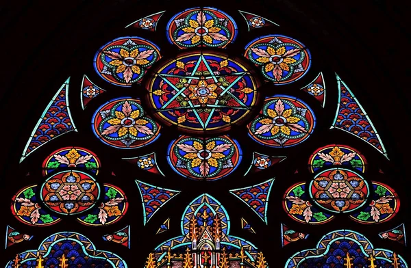 Stained Glass Windows Saint Eugene Saint Cecilia Church Paris France — Stock Photo, Image