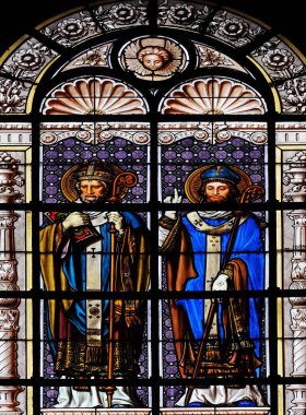Cyril ve Saint John Chrysostom, vitray pencere Paris'te Saint Augustine kilisede aziz 