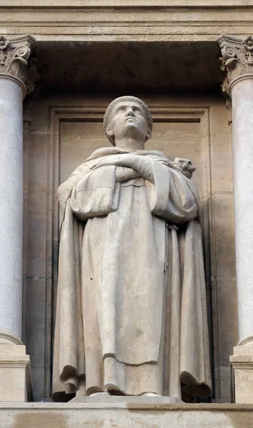 Statua Del Santo Sulla Facciata Della Chiesa Sant Agostino Parigi — Foto Stock