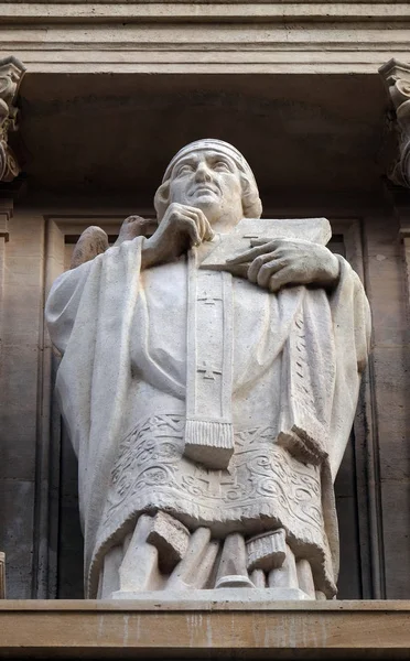 Statua Del Santo Sulla Facciata Della Chiesa Sant Agostino Parigi — Foto Stock