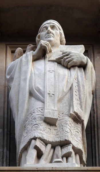 Statua Del Santo Sulla Facciata Della Chiesa Sant Agostino Parigi — Foto Stock