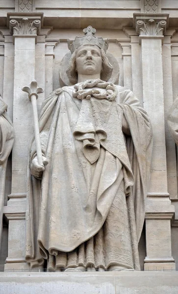 Santos Luís Estátua Fachada Igreja Santo Agostinho Paris França — Fotografia de Stock