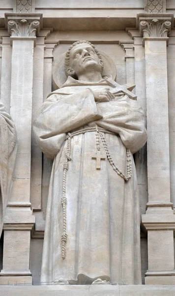 São Francisco Assis Estátua Fachada Igreja Santo Agostinho Paris França — Fotografia de Stock