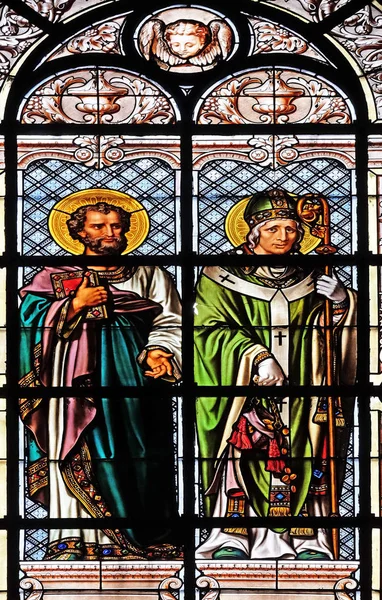 Saint Prosper Och Saint Caesarius Blyinfattade Fönster Saint Augustine Kyrkan — Stockfoto