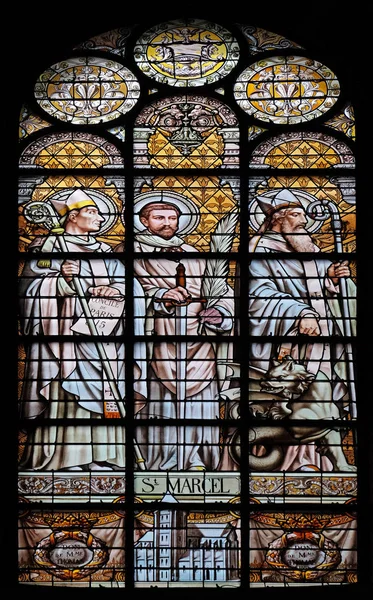 Saint Marcel Blyinfattade Fönster Saint Augustine Kyrkan Paris Frankrike — Stockfoto