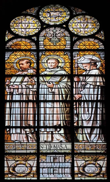Aziz Thomas Aquinas Vitray Pencere Saint Augustine Kilisesi Paris Fransa — Stok fotoğraf