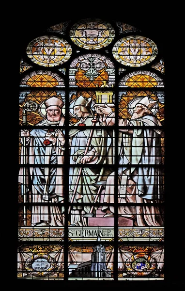 Saint Germain Του Παρισιού Υαλογράφημα Παράθυρο Στην Εκκλησία Του Αγίου — Φωτογραφία Αρχείου