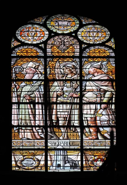 Saint Agoard Creteil Stained Glass Window Saint Augustine Church Paris — Stock Photo, Image