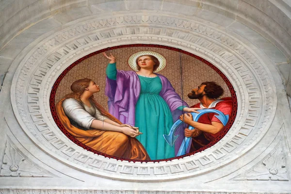 Medaillon Des Portals Stellt Die Hoffnung Dar Kirche Des Heiligen — Stockfoto