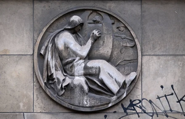Hezjod Poeta Grecki Ogólnie Myślałem Przez Uczonych Relief Kamień Budynku — Zdjęcie stockowe