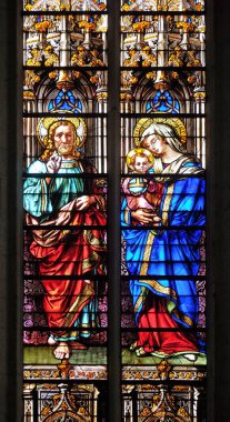 İsa nimet ve Virgin çocuk, vitray pencereler Saint Gervais içinde ve Aziz Protais Kilisesi, Paris, Fransa 