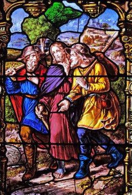 Emmaus, vitray pencereler Saint Gervais içinde ve Saint Protais Kilisesi, Paris, Fransa için yola iki müritleri görünümlü yapmak 