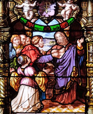 Görünüm olarak Thomas, vitray pencereler Saint Gervais içinde ve Saint Protais Kilisesi, Paris, Fransa 