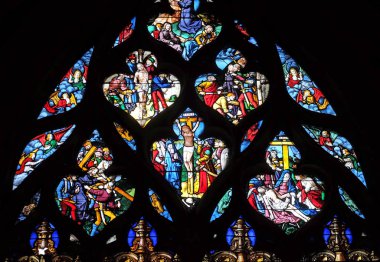 İsa, vitray pencereler Saint Gervais içinde ve Aziz Protais Kilisesi, Paris, Fransa, tutku sahneleri 