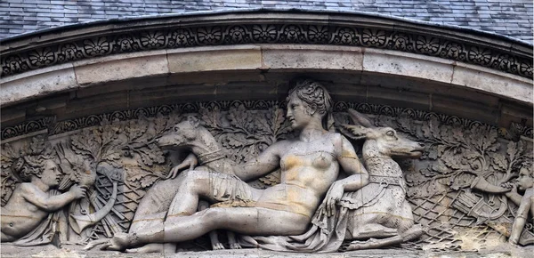 Architectural fragments of Louvre building. Louvre Museum is one of the largest and most visited museums worldwide and one of major landmark in Paris