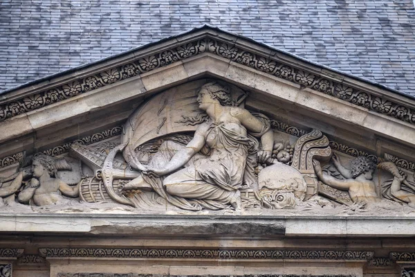 Architectural fragments of Louvre building. Louvre Museum is one of the largest and most visited museums worldwide and one of major landmark in Paris