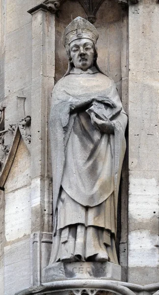 Saint Cera Staty Portalen Saint Germain Auxerrois Kyrkan Paris Frankrike — Stockfoto