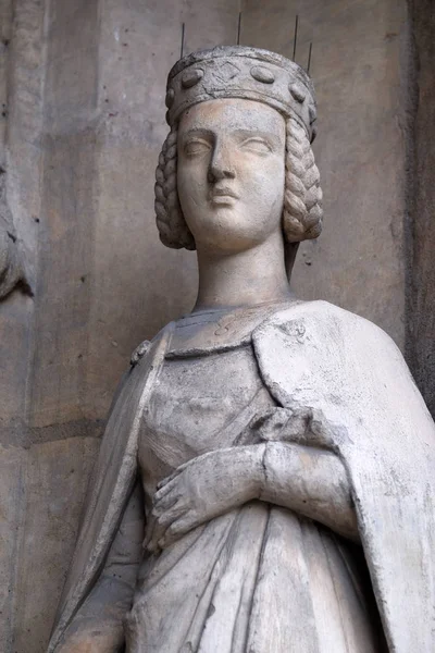 Statue Sainte Isabelle France Sur Portail Église Saint Germain Auxerrois — Photo