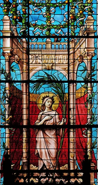 Glasmålningar Saint Gervais Och Kyrkan Saint Protais Paris Frankrike — Stockfoto