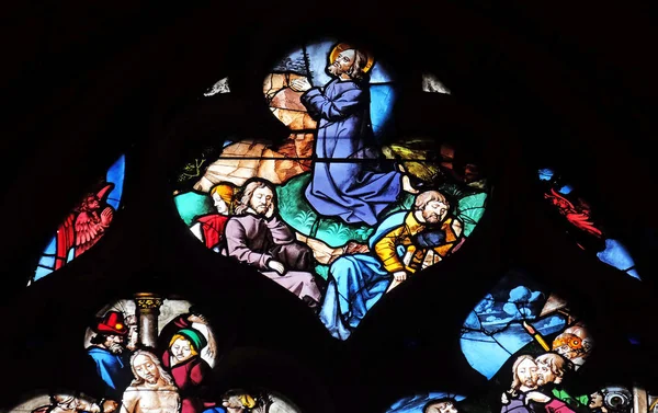 Agonia Din Grădină Vitraliile Din Biserica Saint Gervais Saint Protais — Fotografie, imagine de stoc